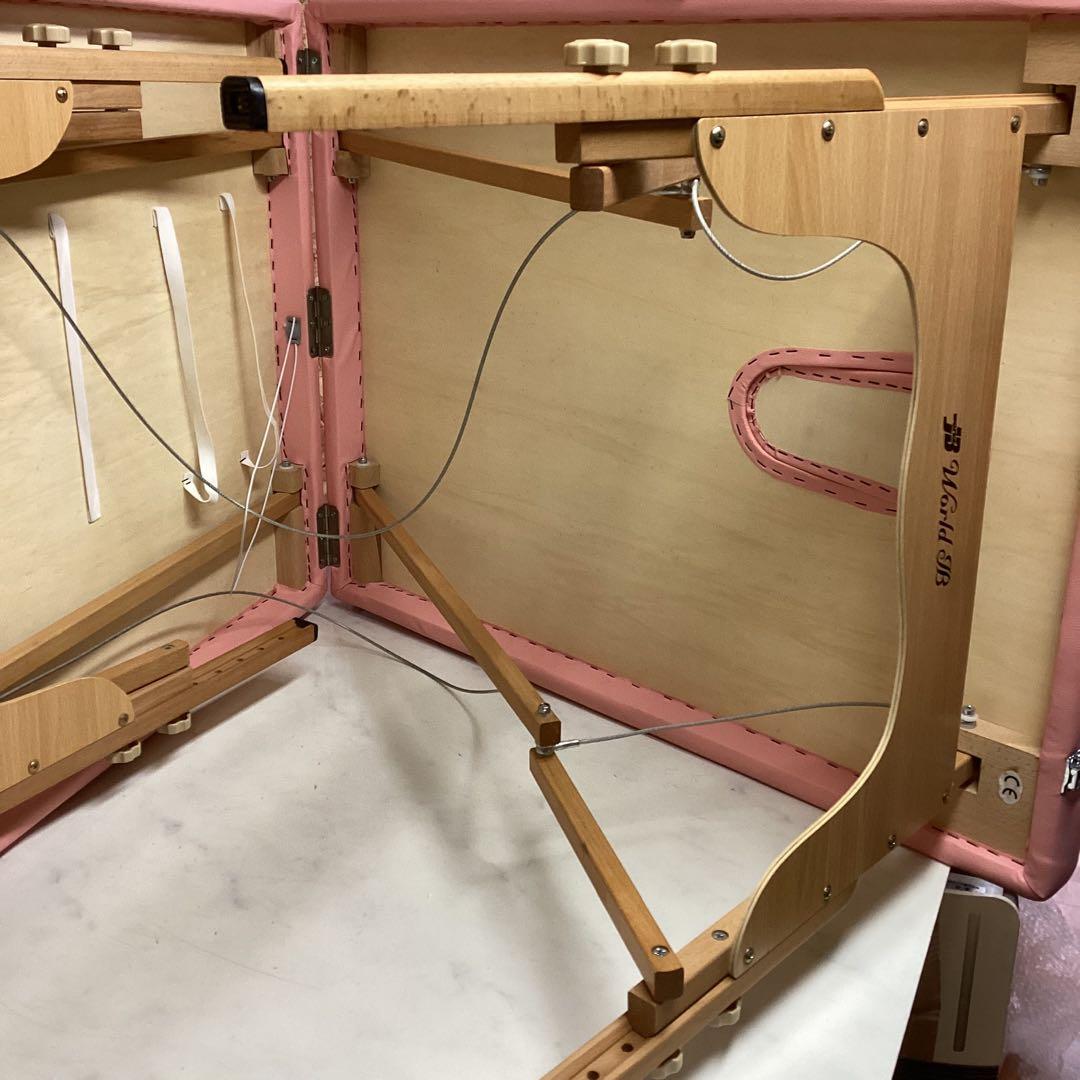 木製フレーム　折りたたみ　ベッド　収納袋付き　ピンク　World JB（F32