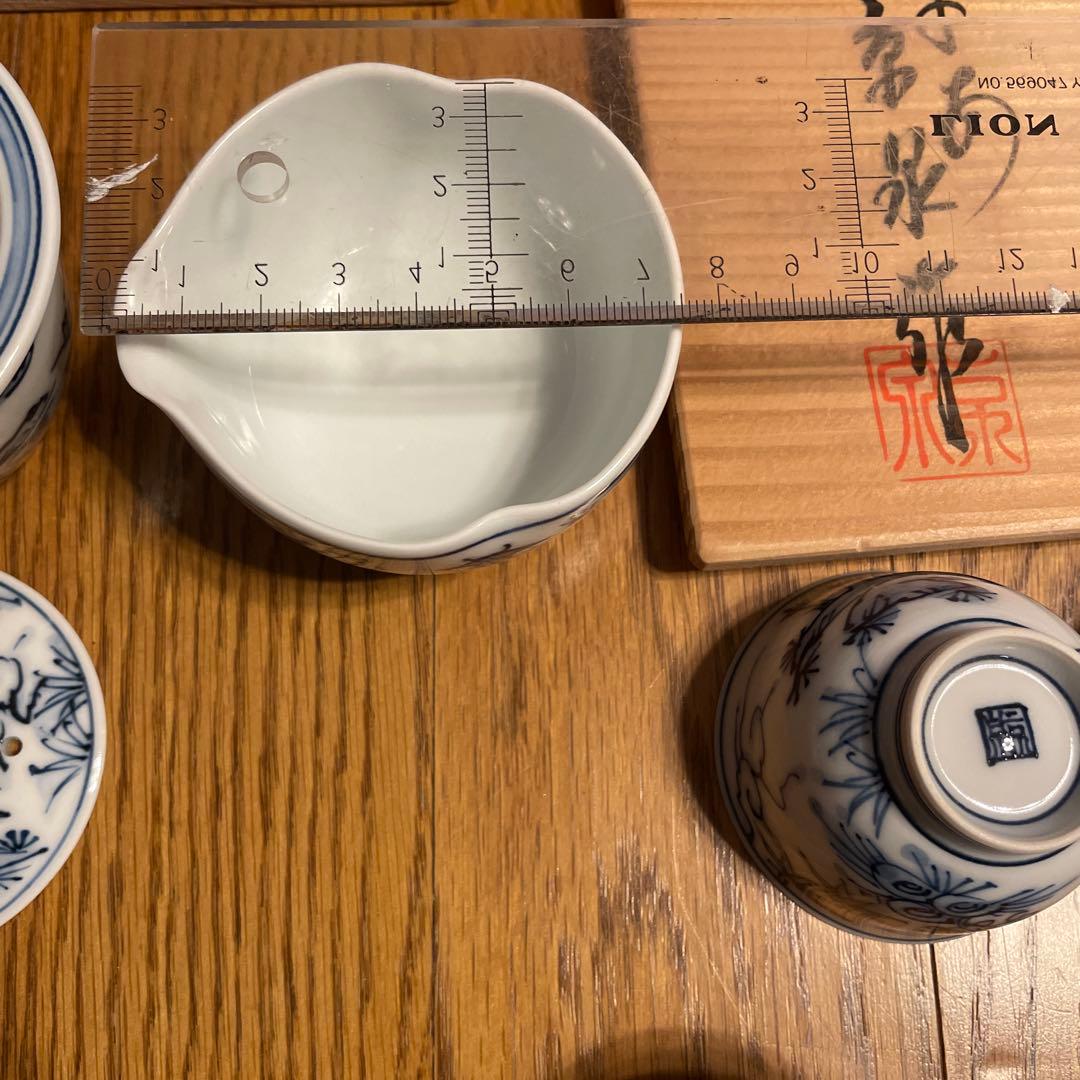 未使用 平安京泉作 染付 煎茶茶器揃 茶道具 共箱付き