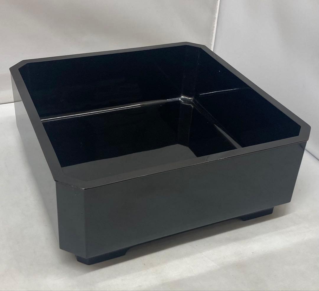 B551b「真塗 四方形菓子器」中村宗哲作　共箱　茶道具　千家十職　黒漆塗