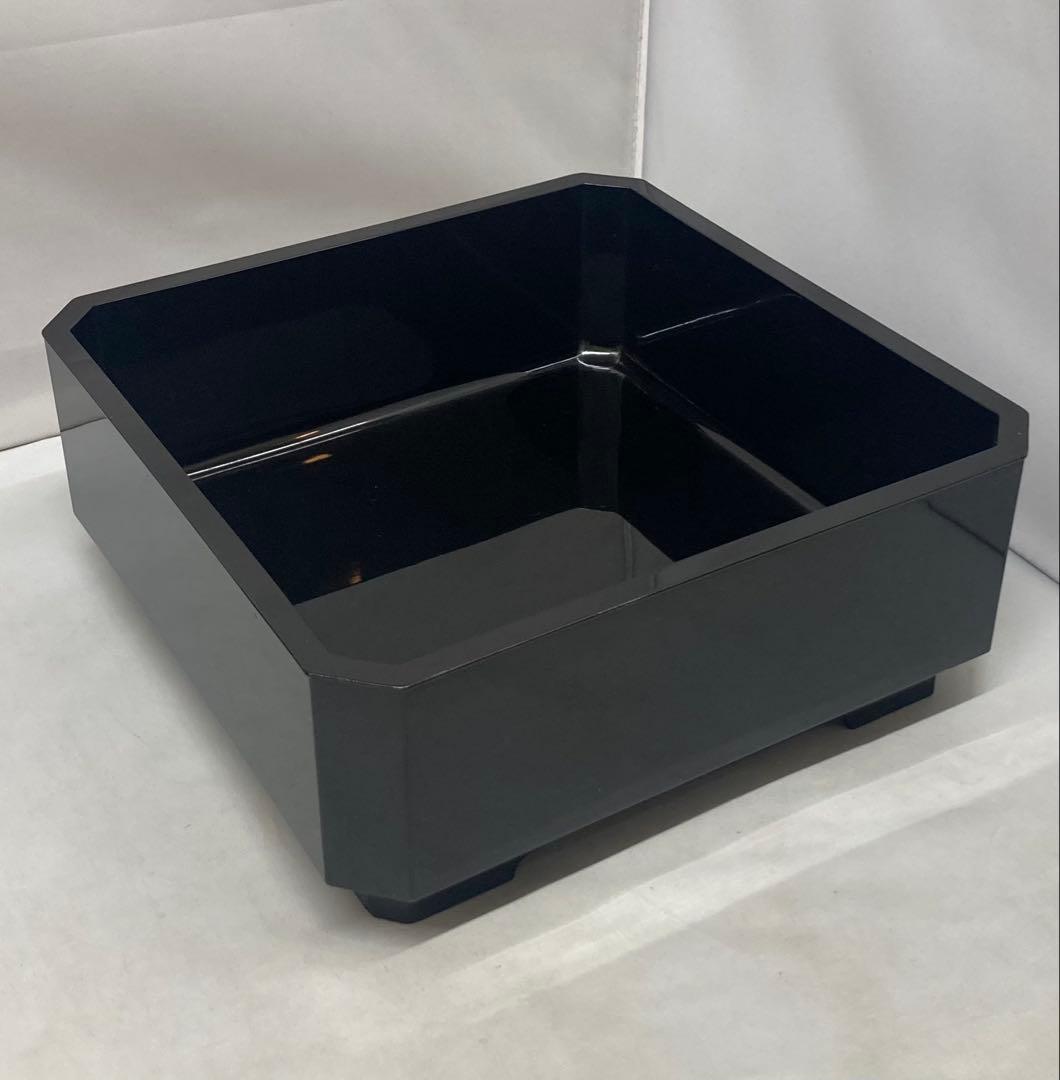 B551b「真塗 四方形菓子器」中村宗哲作　共箱　茶道具　千家十職　黒漆塗