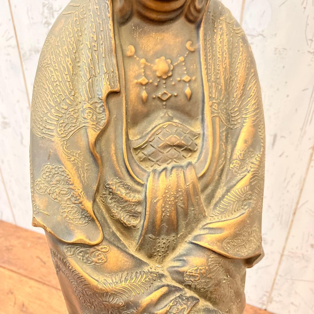 昭和レトロ 金属製 観音菩薩像 観音様 置物 オブジェ インテリア