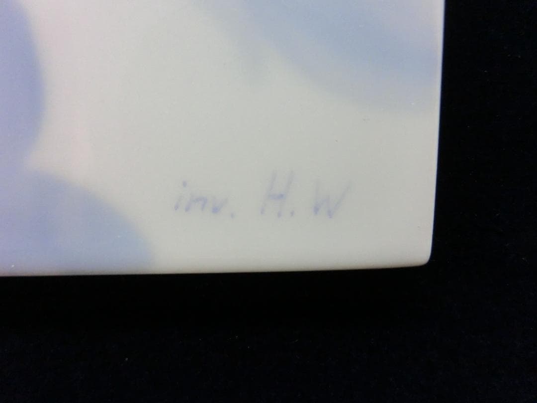 【マイセン】陶板画・金彩色絵人物文