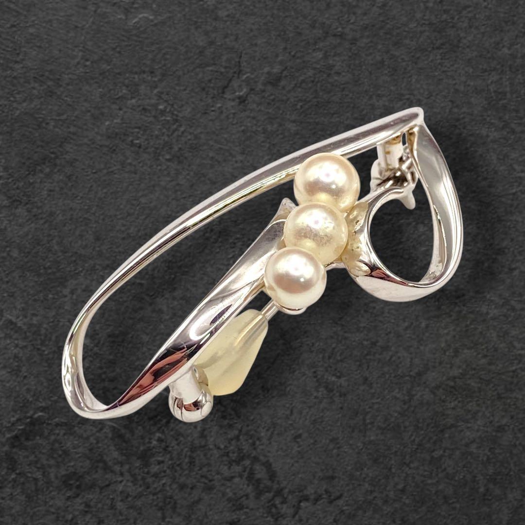ミキモト アコヤ真珠 ハートブローチ シルバー 3珠 352