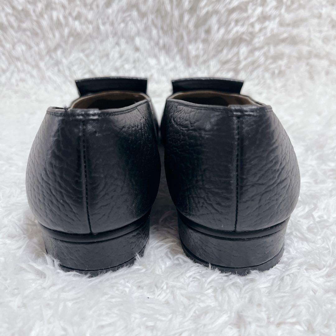 ほぼ未使用✨ミハマ　レザー カッターシューズ ホースビットチェーンローファー　黒