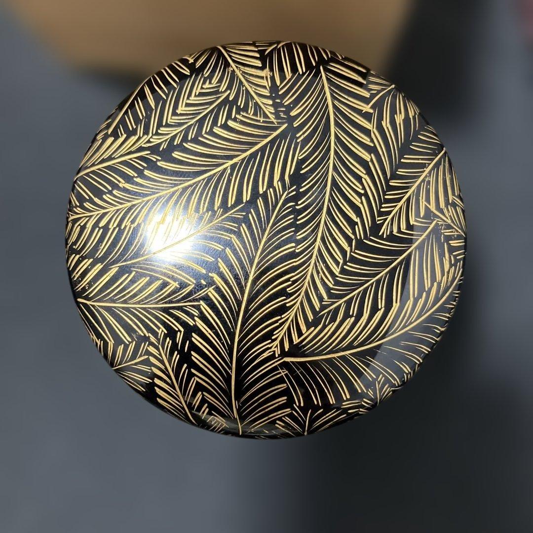 (1-191)茶道具　葉模様の棗　輪島塗　沈金ぼり　木箱付き