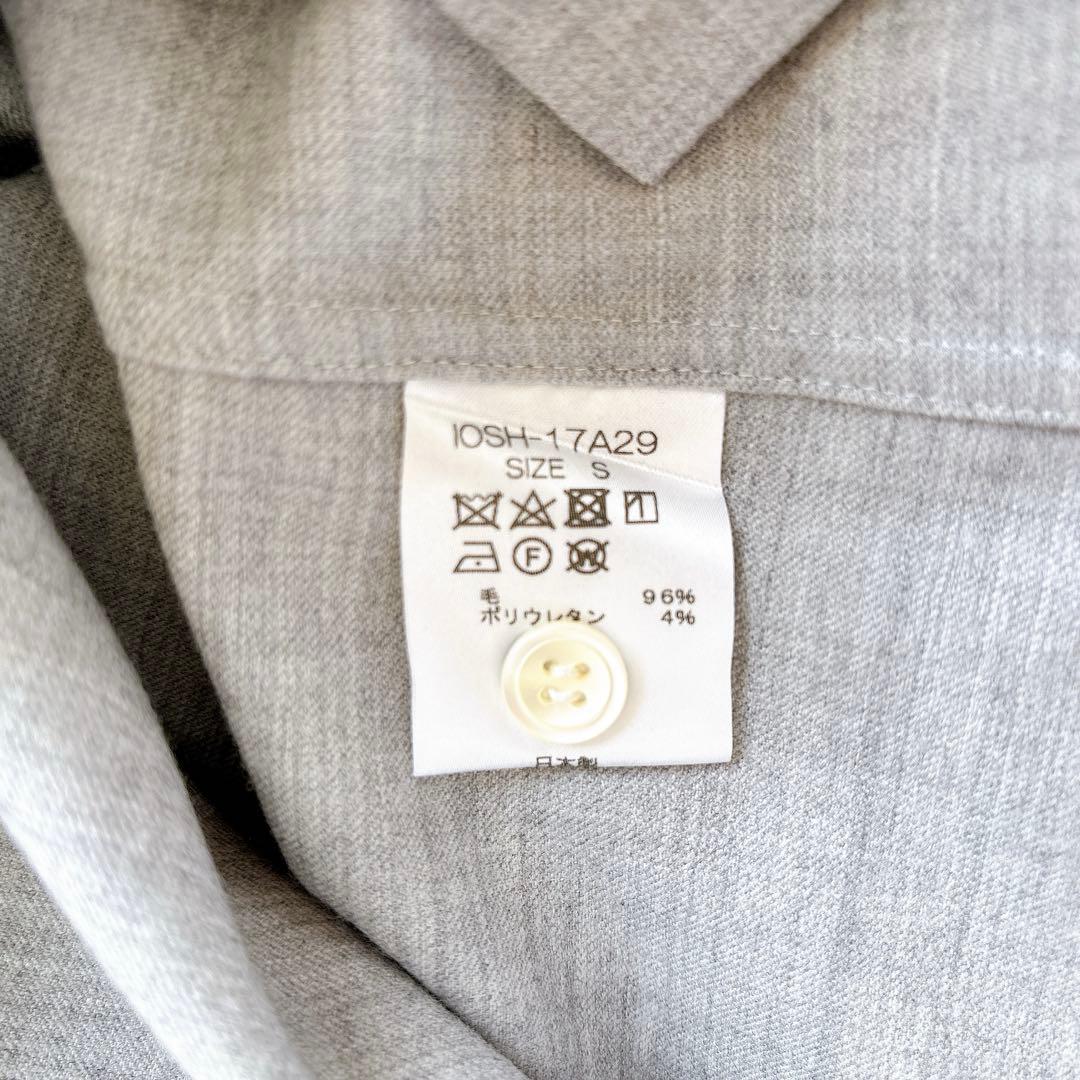 a. エー・ドット 日本製 大橋歩 丸襟 シャツ グレー 長袖 S ウール混