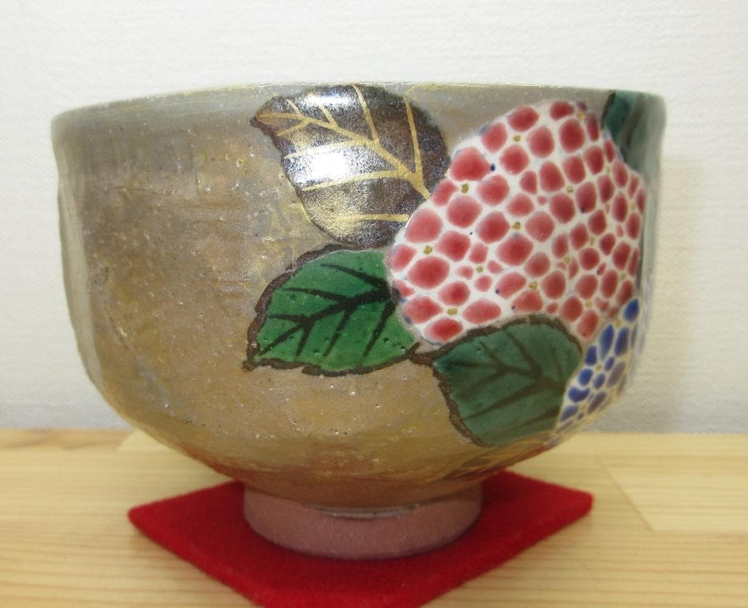 送料込【逢絢亭・新品】茶道具 茶碗 京焼 乾山 紫陽花の図 山川敦司 共箱入り