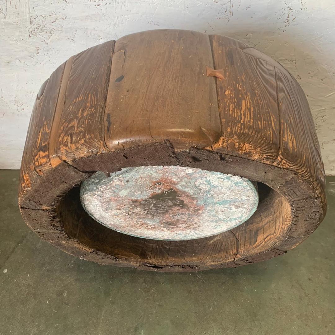【アンティーク】 木製火鉢 大型 手炙り 古美術 直径65cm 火鉢 N0233