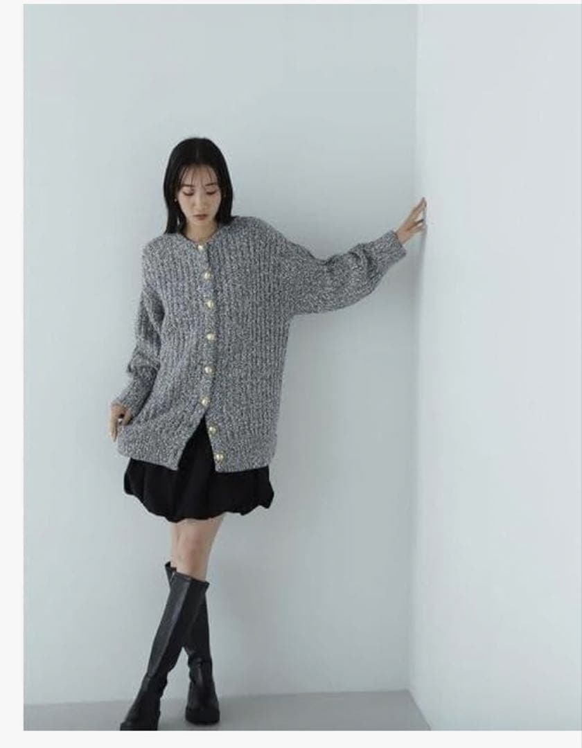 ナチュラルビューティーベーシック　ツイードミニワンピース＆カーディガンセット