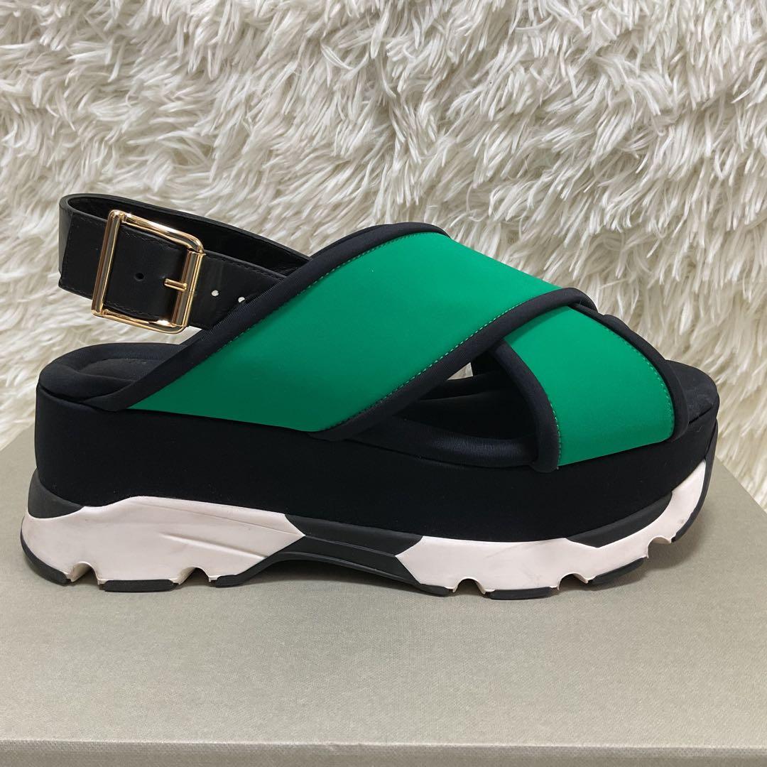 MARNI マルニ クロス ウエッジサンダル スポーツサンダル 厚底 グリーン