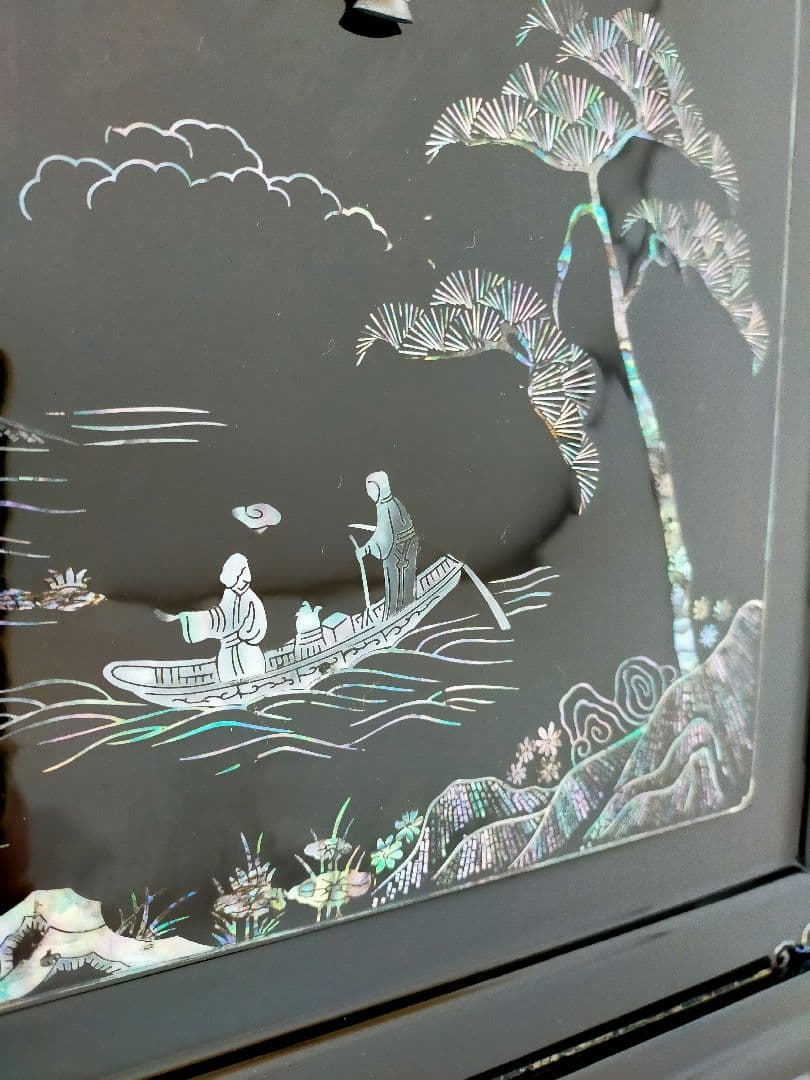 煎茶道具 器局（ききょく） 茶道具入 本塗螺鈿四方箱　JAPAN　漆