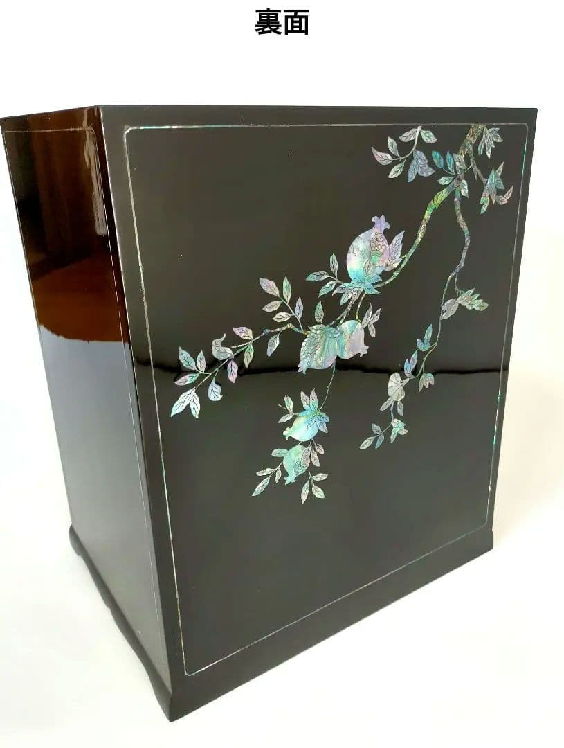 煎茶道具 器局（ききょく） 茶道具入 本塗螺鈿四方箱　JAPAN　漆