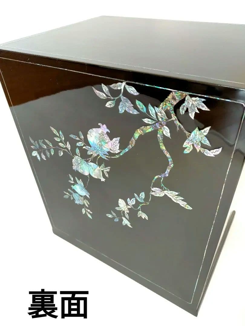 煎茶道具 器局（ききょく） 茶道具入 本塗螺鈿四方箱　JAPAN　漆