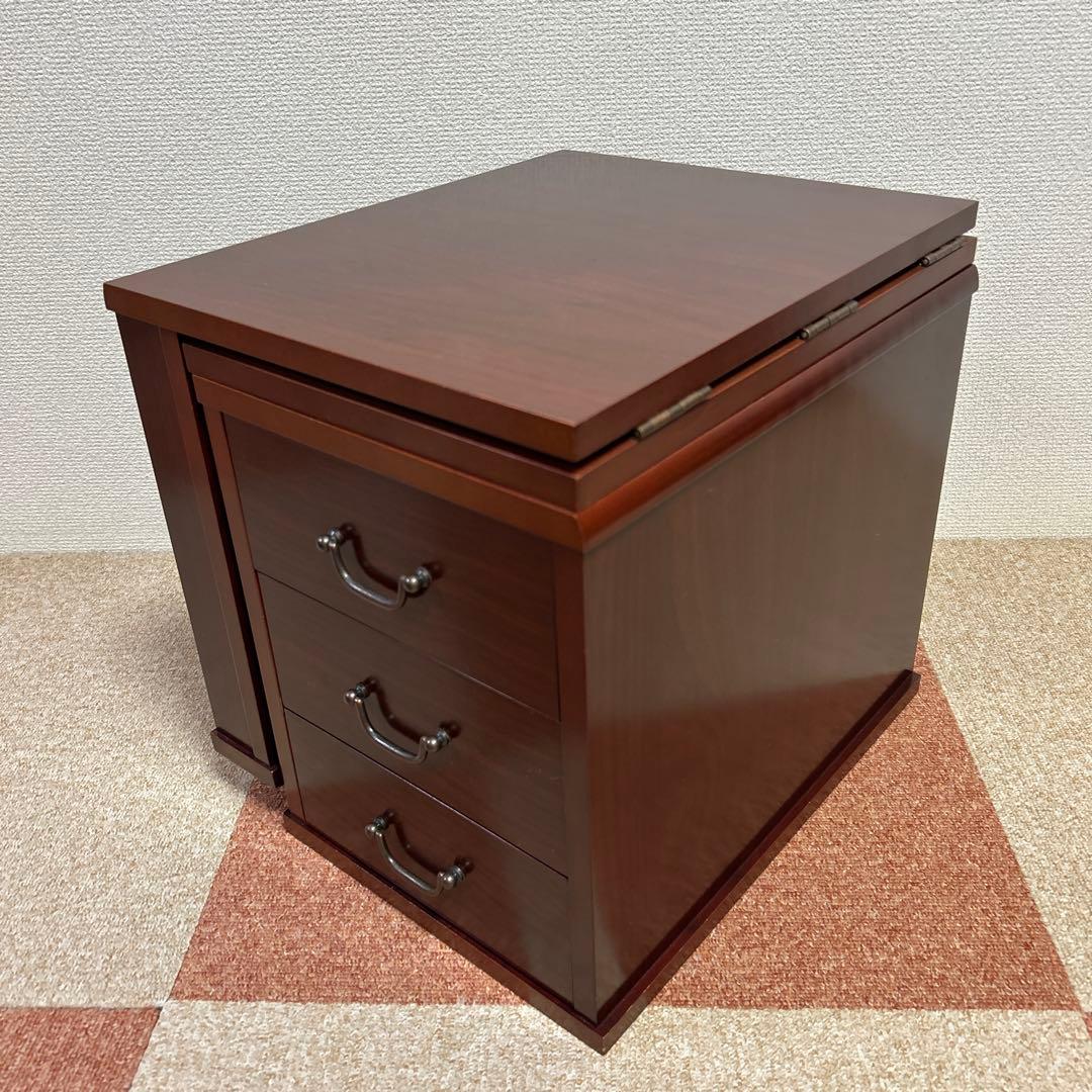 文机 折りたたみ式 三段引き出し アンティーク