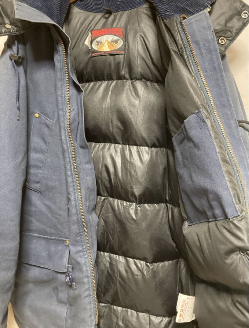 TOUGH DUCK フード付きダウンジャケット L ネイビー　タフダック