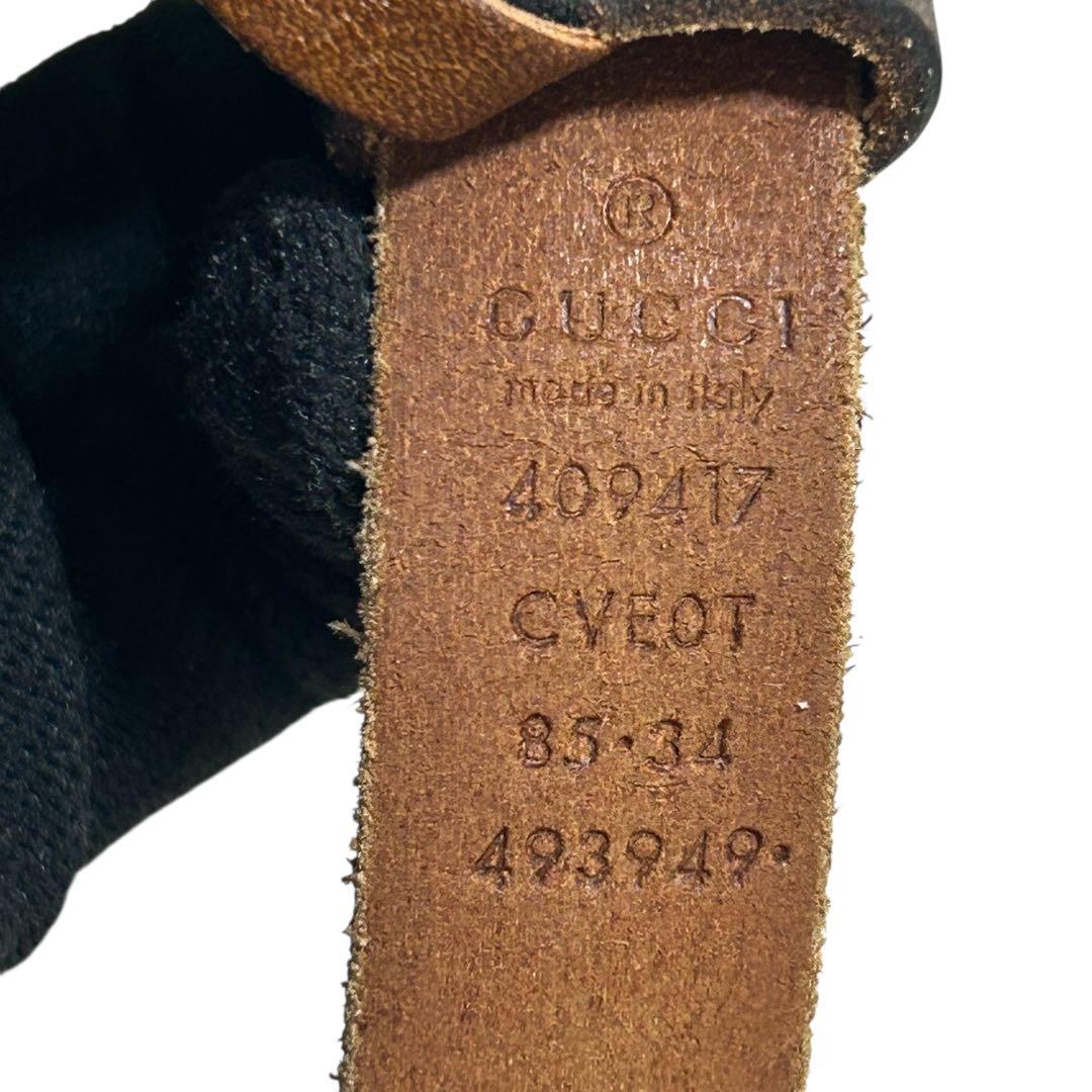 美品　グッチ　ベルト　GG マーモント　493949 ゴールド金具　レザー　箱付