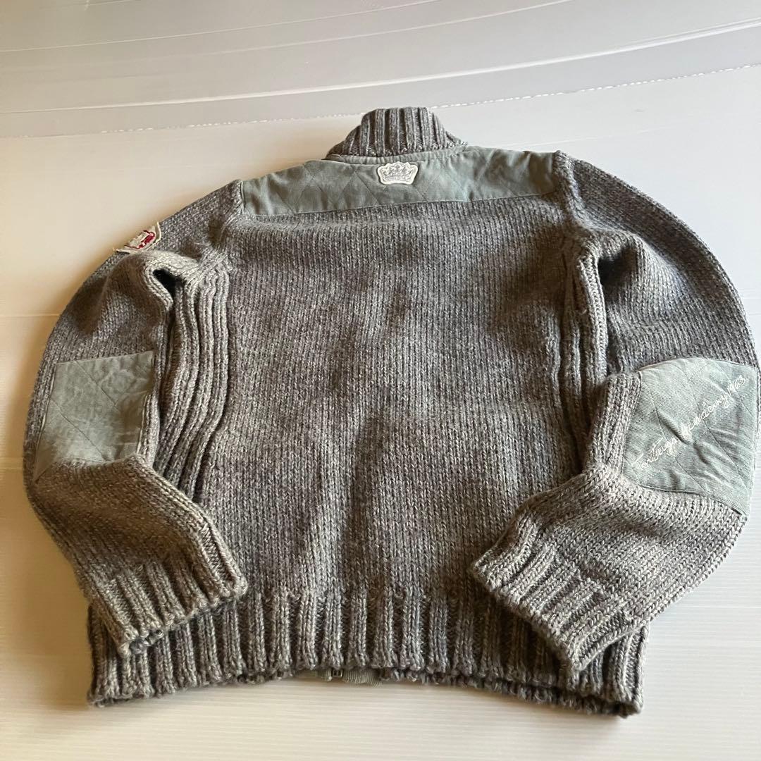 00s archive TORTUGA 王冠スタッズスカル厚手ドライバーズニット