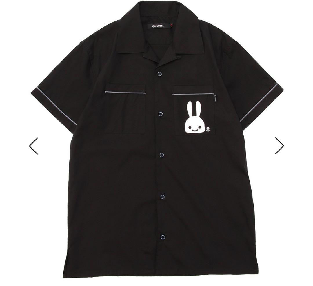 【新品未使用】CUNE バイイングスタッフ ボーリングシャツウサギロゴ ブラック