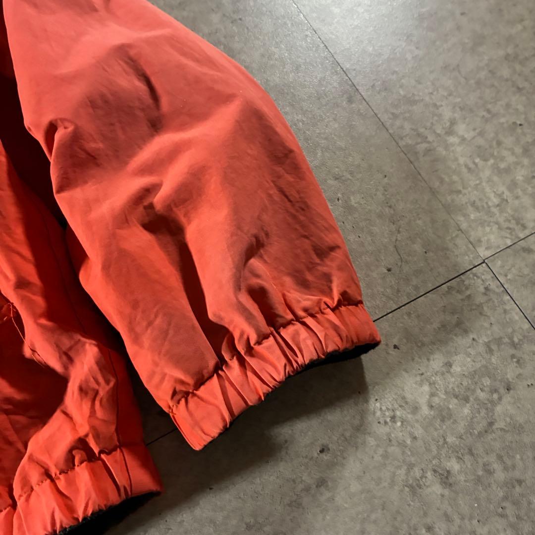 90s nauticaリバーシブルフリースジャケット刺繍ロゴフェードオレンジ短丈