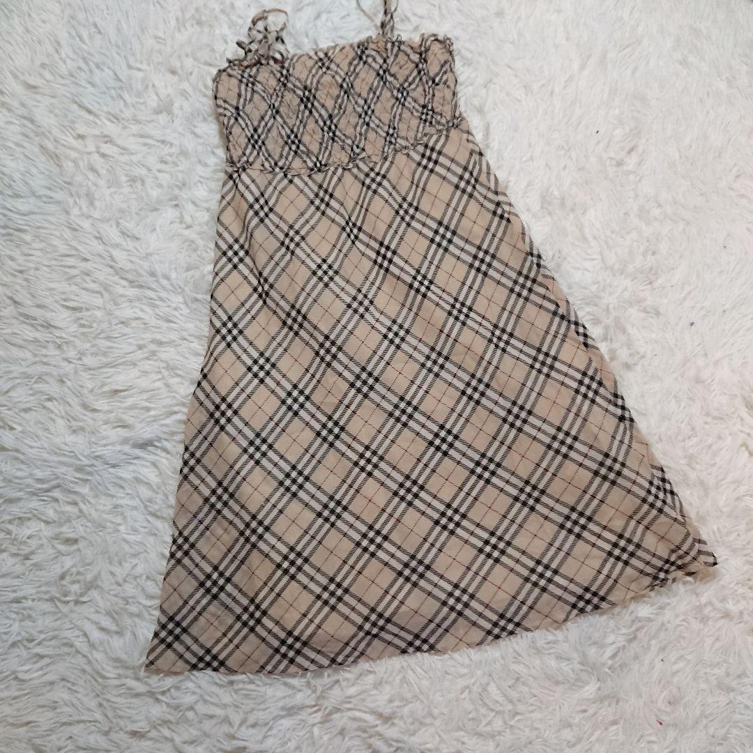 バーバリーブルーレーベル　ノバチェックキャミソール　チュニック Aラインスカート