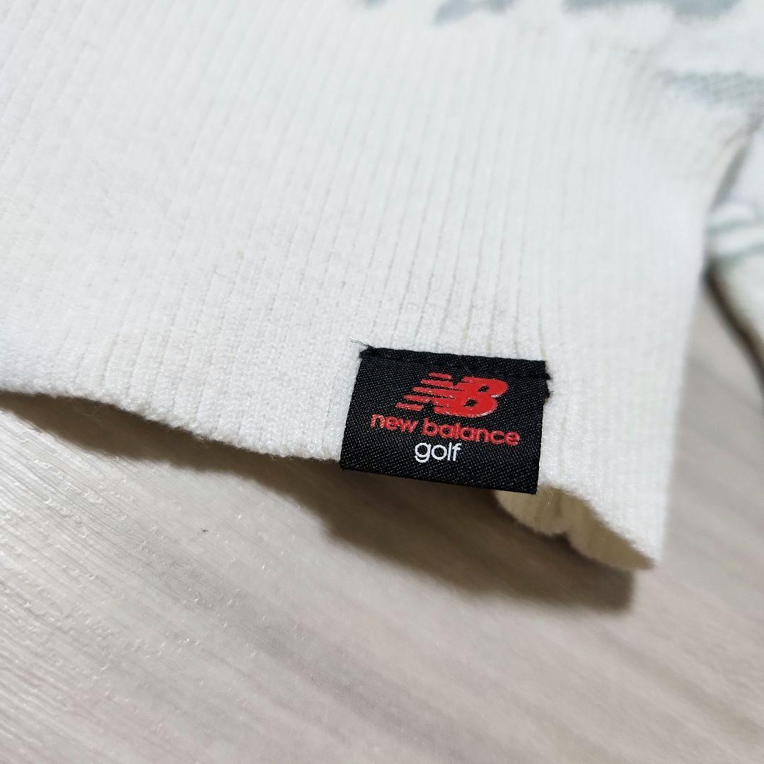 美品☆new balance golf☆ジャガード総ロゴニット 4(M) 薄緑