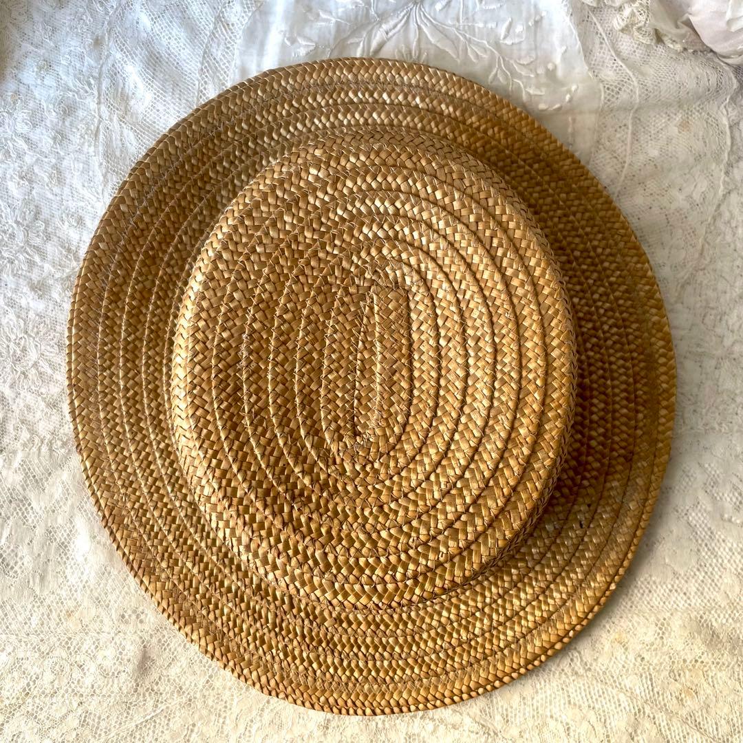 チャイルドハット　カンカン帽　フランスアンティークヴィンテージ　麦わら帽子