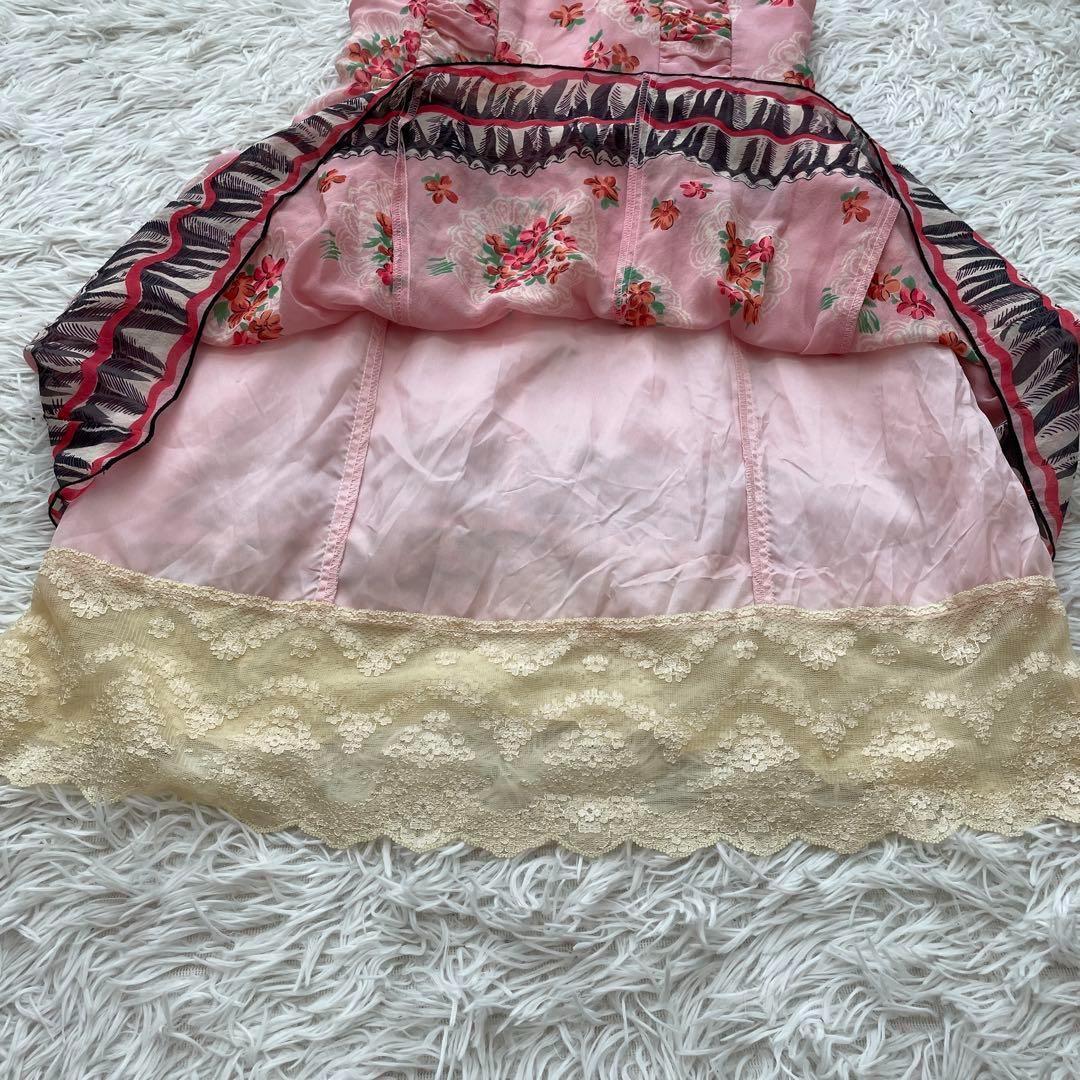 ANNASUI 姫ギャル　リボン　フリル　高級シルク100% ワンピース　y2k