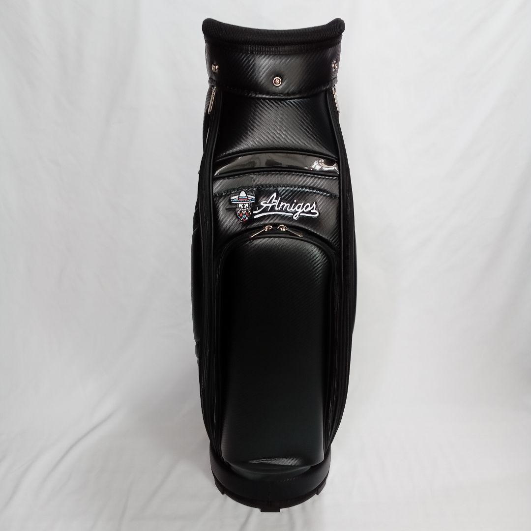 ブラック キャディバッグ テンガロンハット刺繍ロゴ付き 堅牢PU製