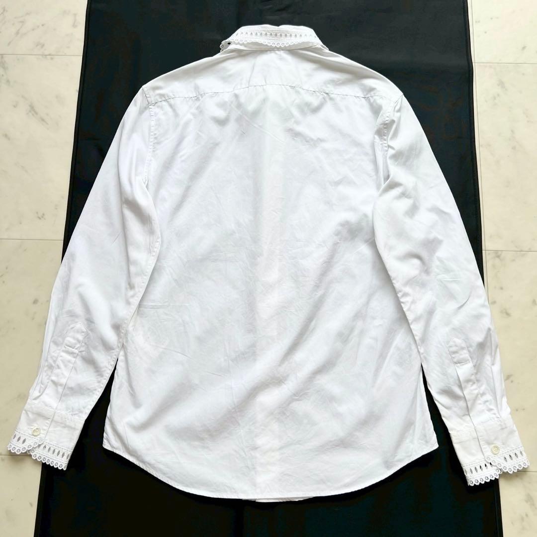 CELINE エディスリマン エンブロイダリーカラー 長袖白シャツ ブラウス