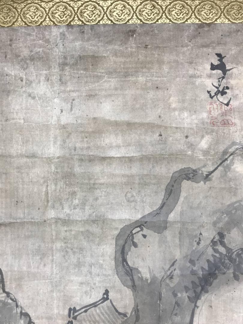 谷文晁/山水人物図/山水図/楼閣山水図/古画/掛軸/名家伝来/AE-132