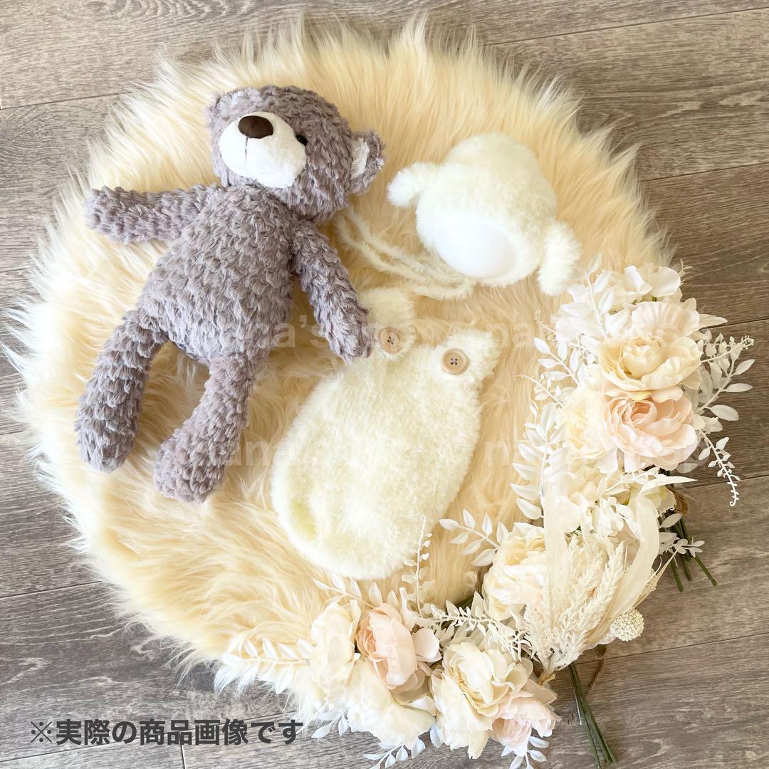 ふわふわネイビー♪くま耳帽子とロンパース ニューボーンフォト衣装 ボンネット