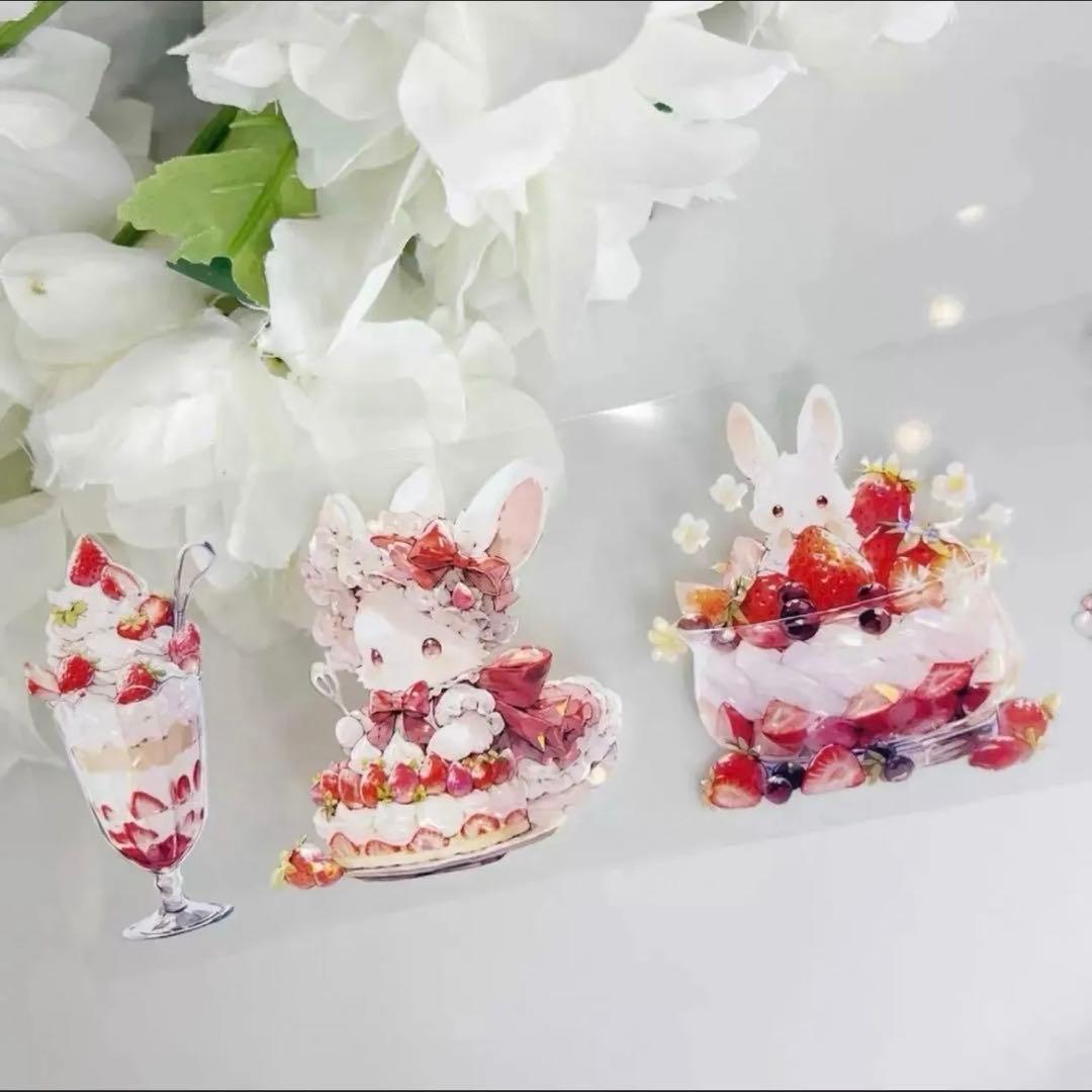 ♡SALE♡ 贝壳光 6cm×10m 慕斯兔兔 海外マステ イチゴ ウサギ