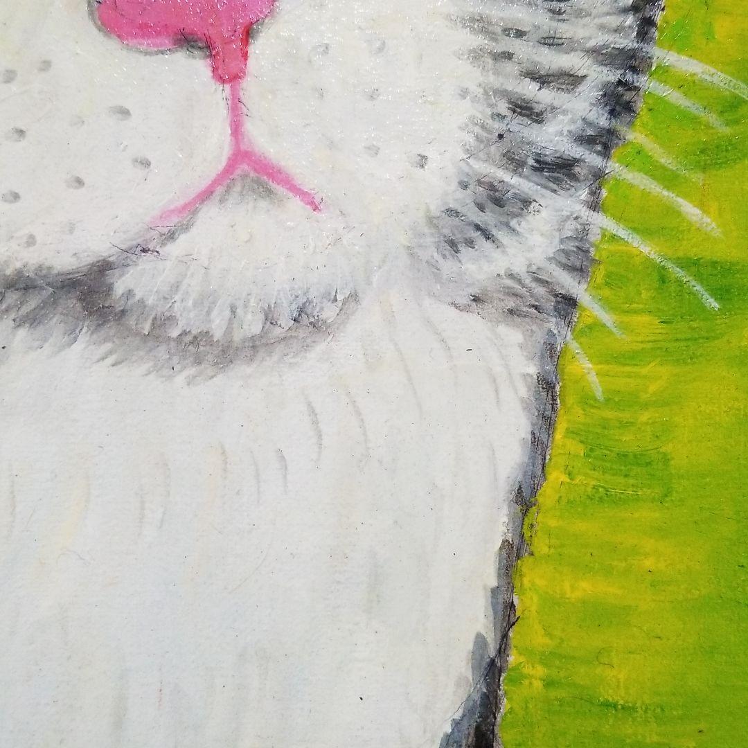 油絵　専用品　頭に花をのせた猫2