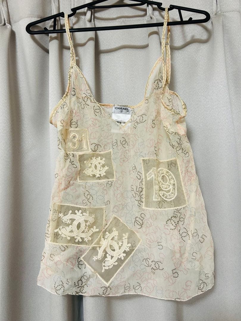 【新品タグ付き】CHANEL シルクキャミ＆カーディガン セット