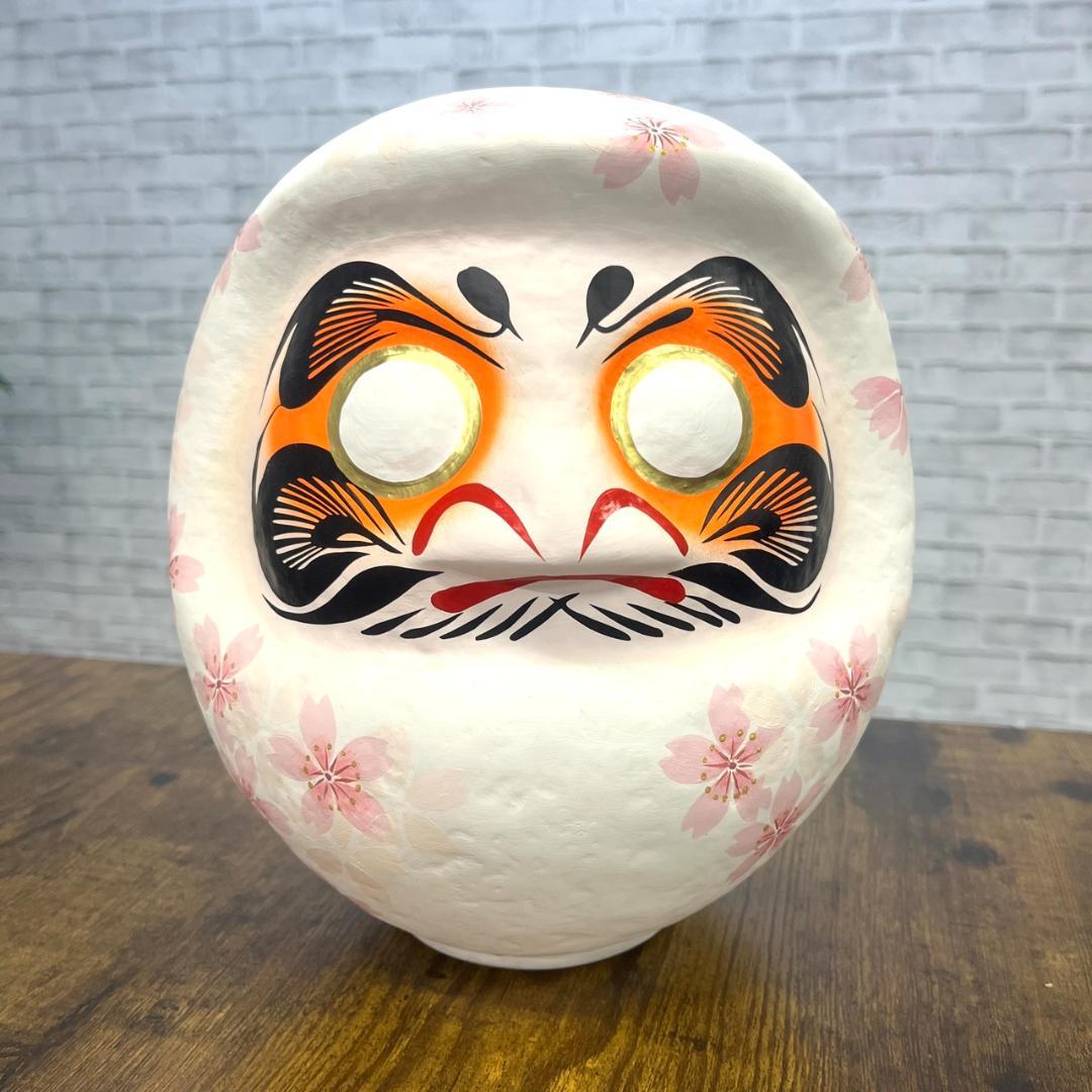 花筆工房作成 アートダルマ 桜柄 7号 職人手作り 花咲かすだるま 縁起物 置物
