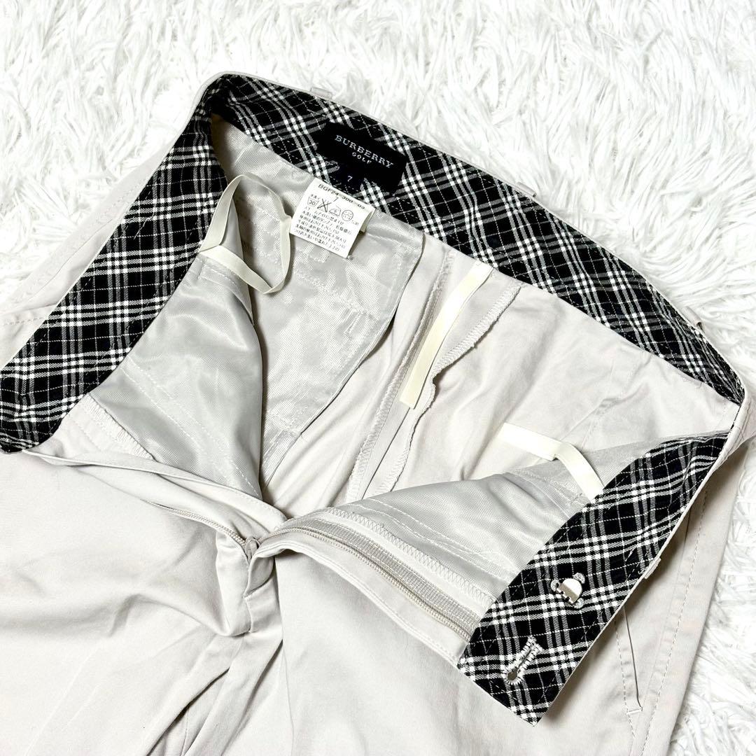 【極美品】 バーバリーゴルフ　パンツ　ノバチェック　オフホワイト　綿　S