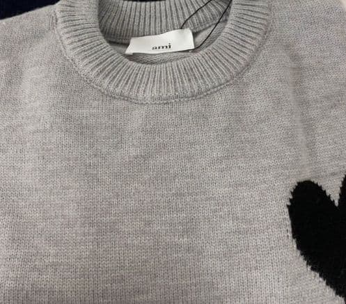 ✨Amiparis グレー ハート刺繍セーター L