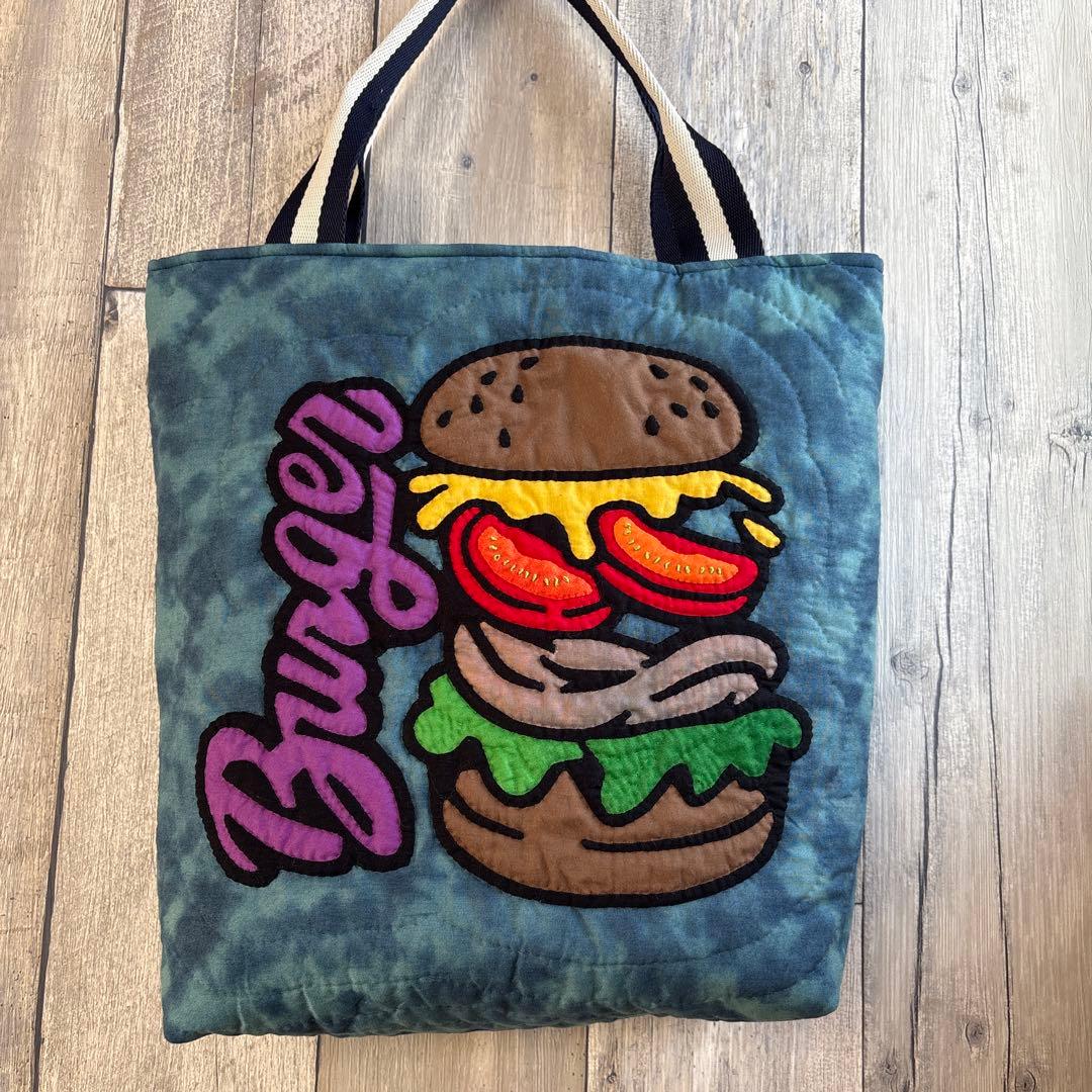 ハワイアンキルト⭐︎ハンバーガーと波ハンドメイドバック⭐︎
