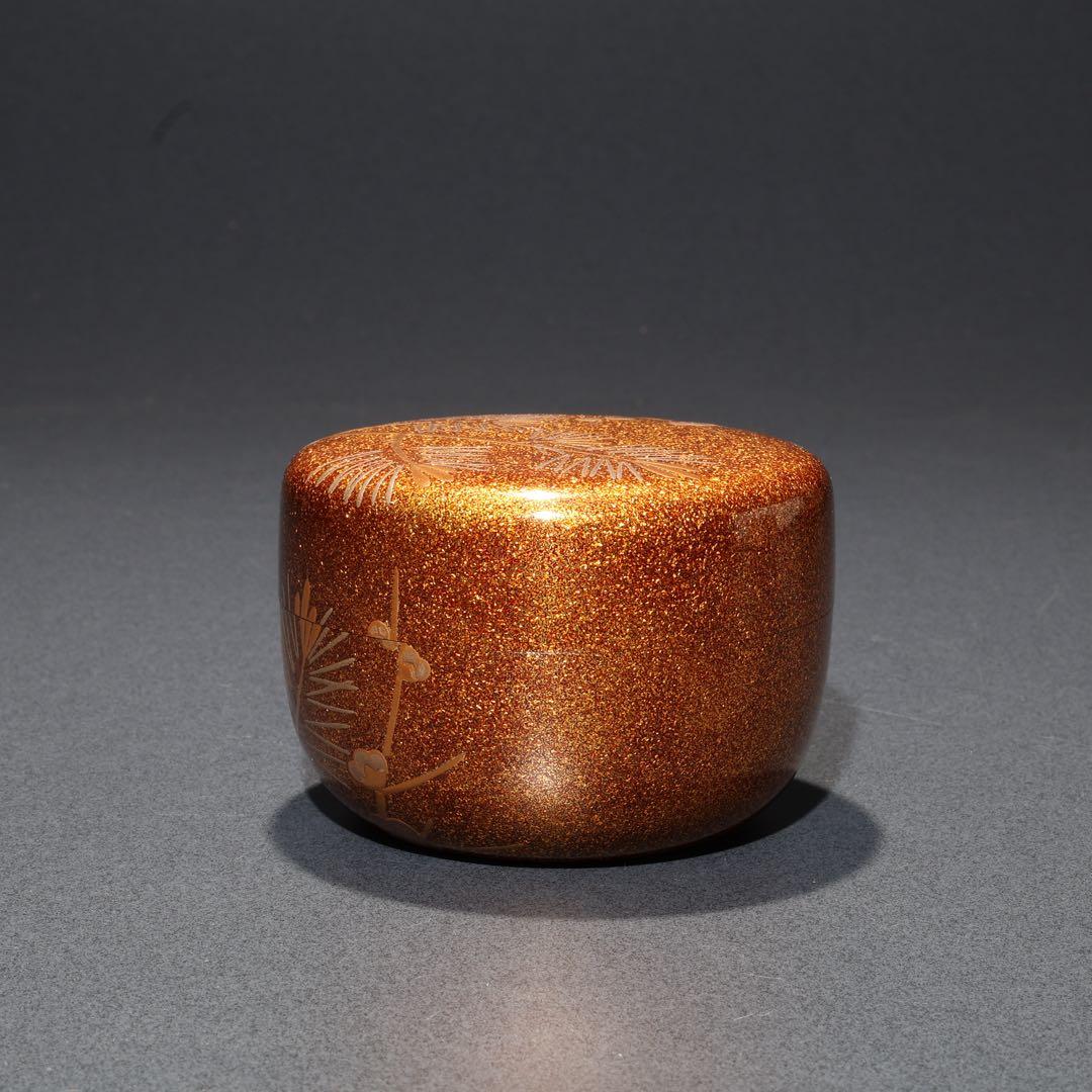 平棗　金蒔絵松梅　裏千家 鵬雲斎花押　桐箱入り　R1689