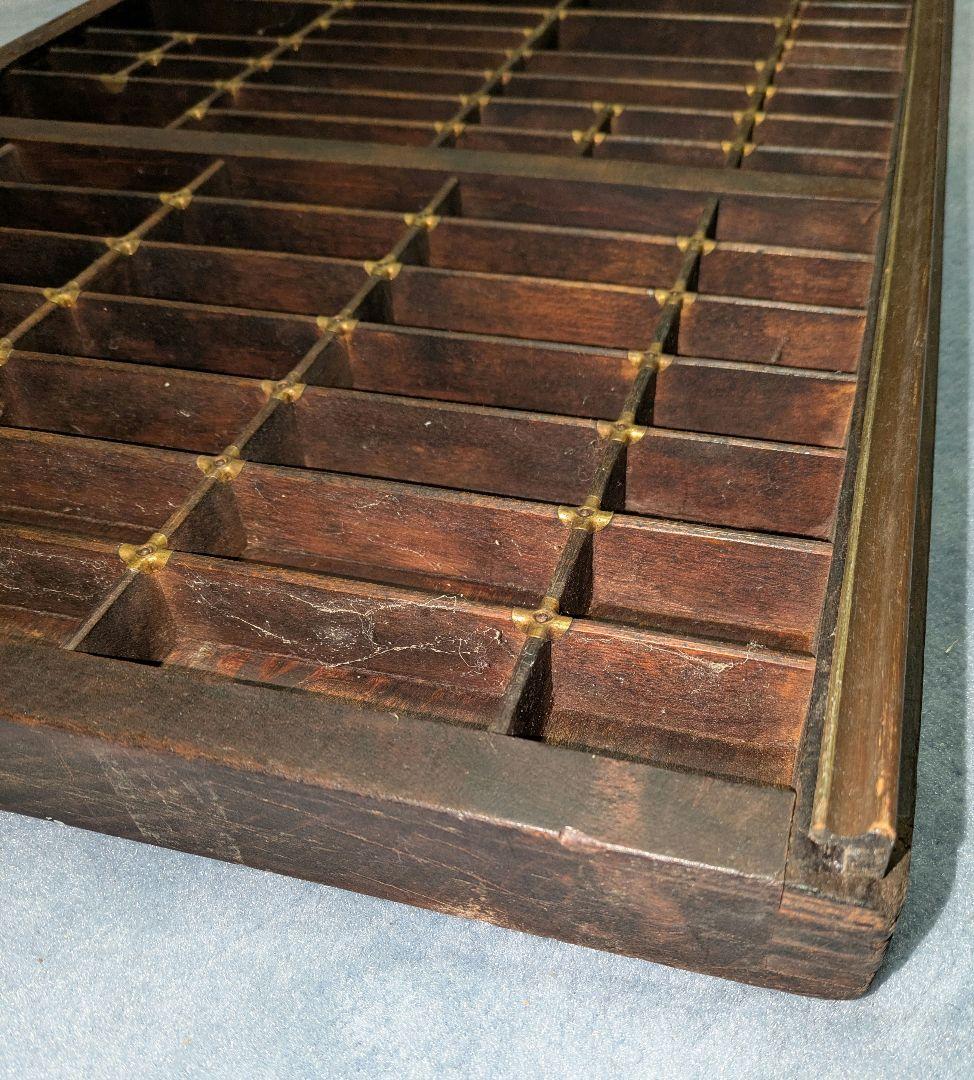 アンティーク　レタープレスタイプケース 木製 ダークブラウン