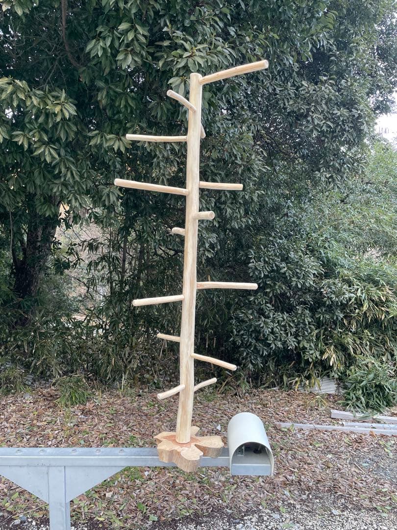 国産ヒノキ　鳥用止まり木　大型スタンド　約115.7センチ　小型中型インコ用