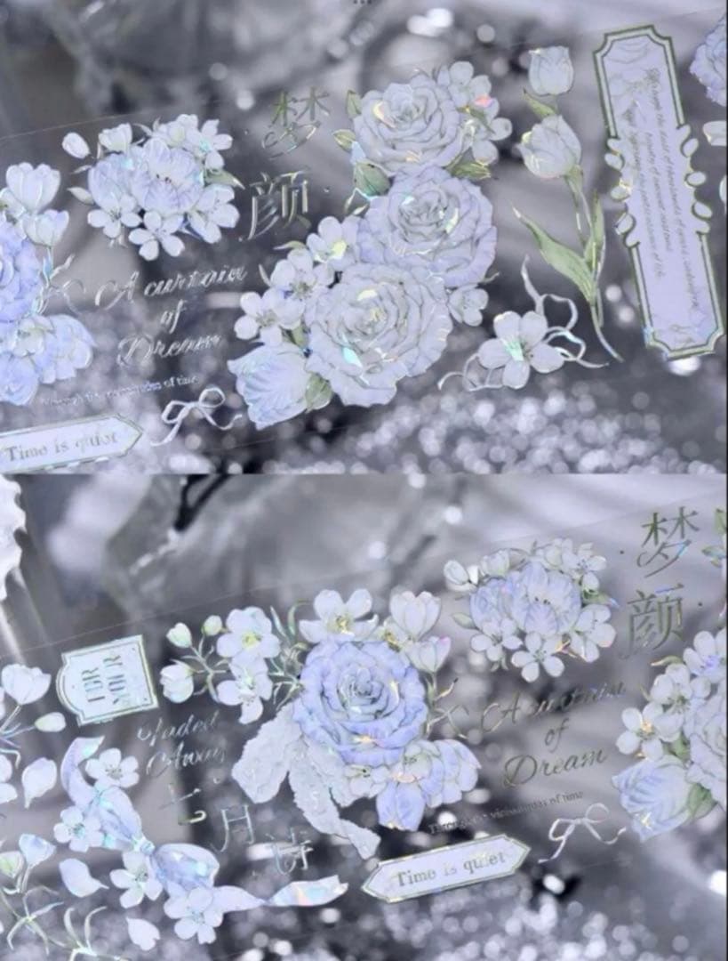 贝壳光 6cm×10m 素汐锦年 海外マスキングテープ　海外マステ　花