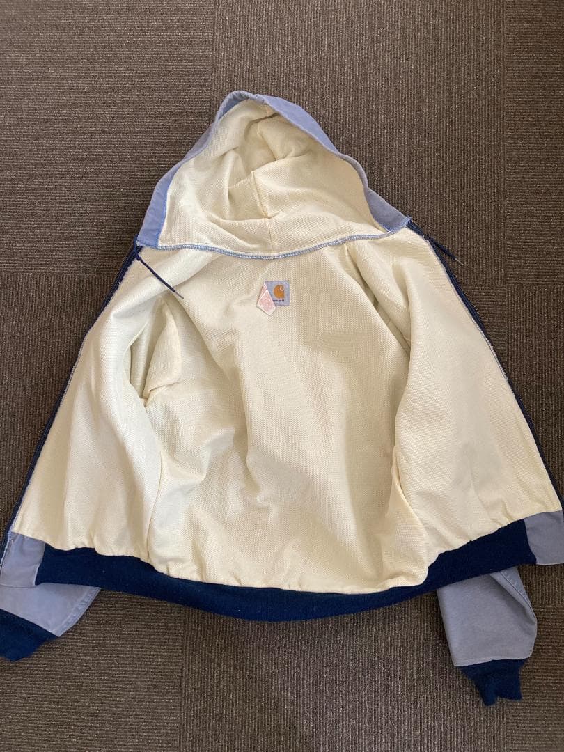 古着 carharttカーハート 90sダック地パーカー JR108 L 水色