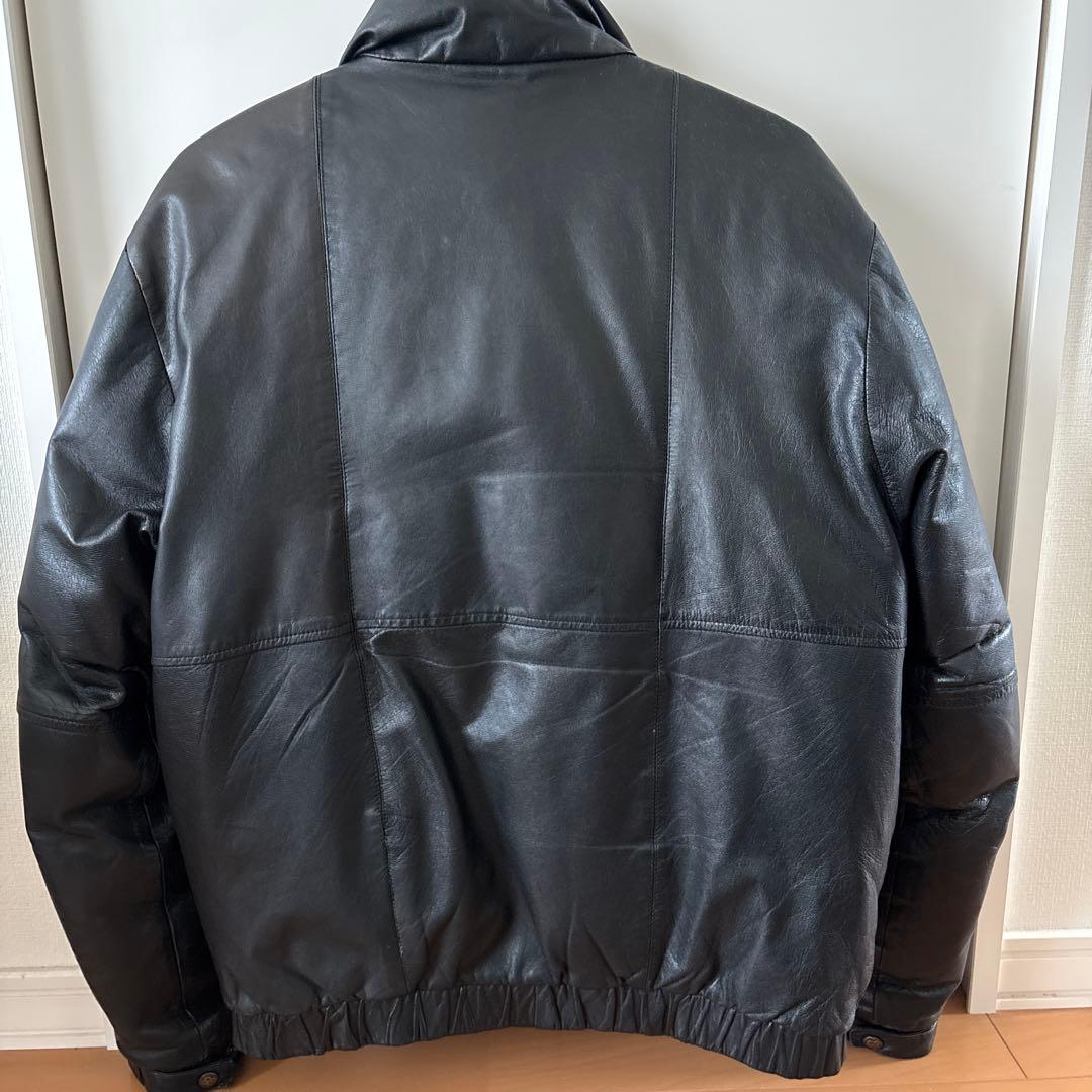 80s エディーバウアー レザーダウンジャケット ブラック 黒タグ