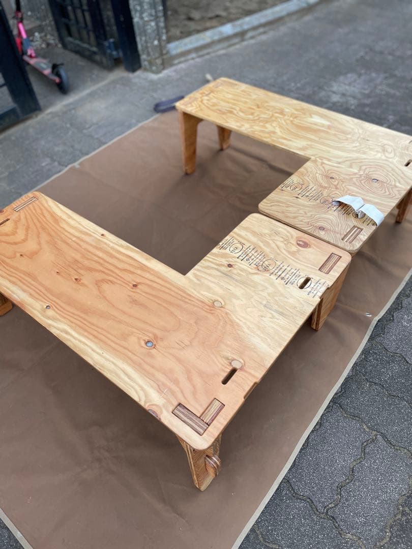 【値下げ美品】YOKA(ヨカ) L-TABLE 2台セット ウッドテーブル