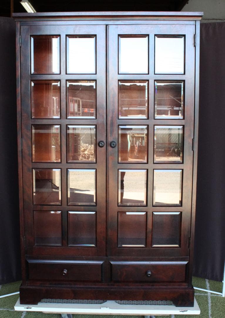 送料込み①★北海道民芸家具☆書棚/本棚/キャビネット☆樺/カバ☆焼印あり☆