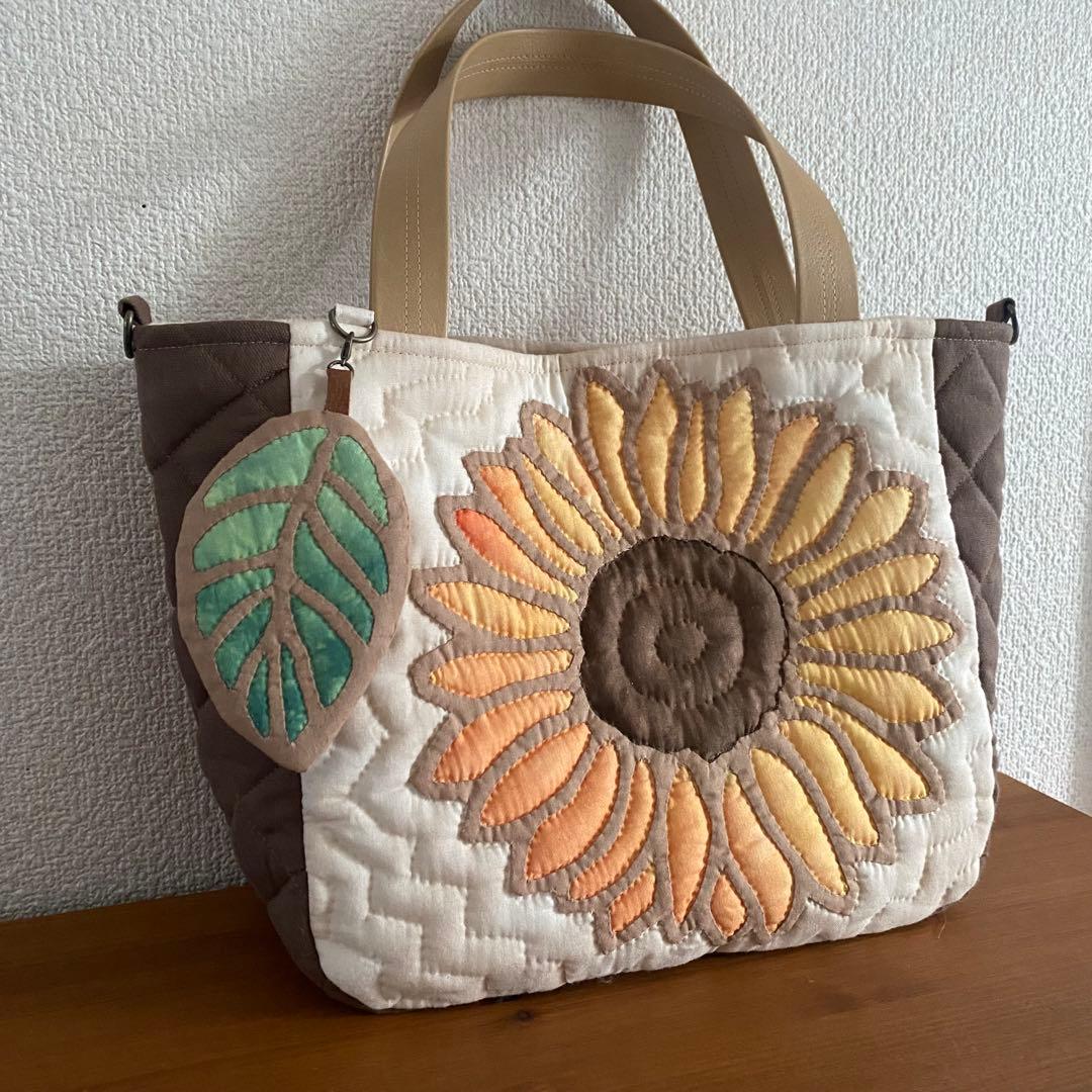 ハワイアンキルト◆トートバッグ◆ひまわり◆ハンドメイド