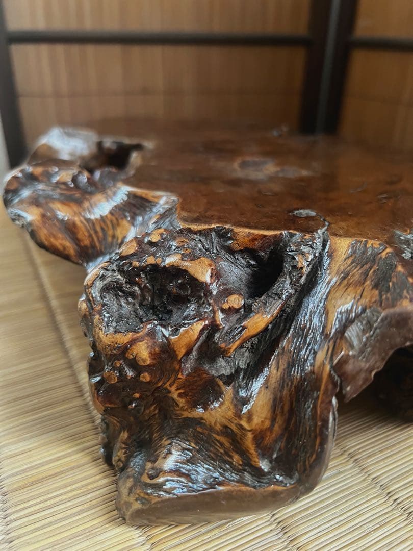 古木 刳抜彫り 花台 香台 盆栽台