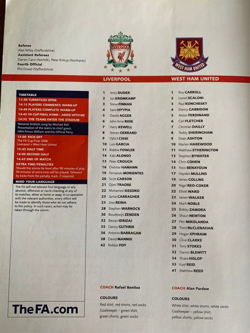 第125回FA Cup決勝 Liverpool vs West Ham Utd