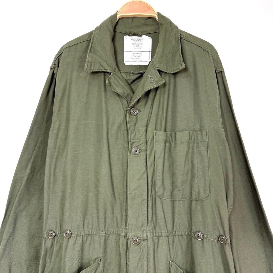 80s 米軍 コットンサテン ジャンプスーツ カバーオール つなぎ S38